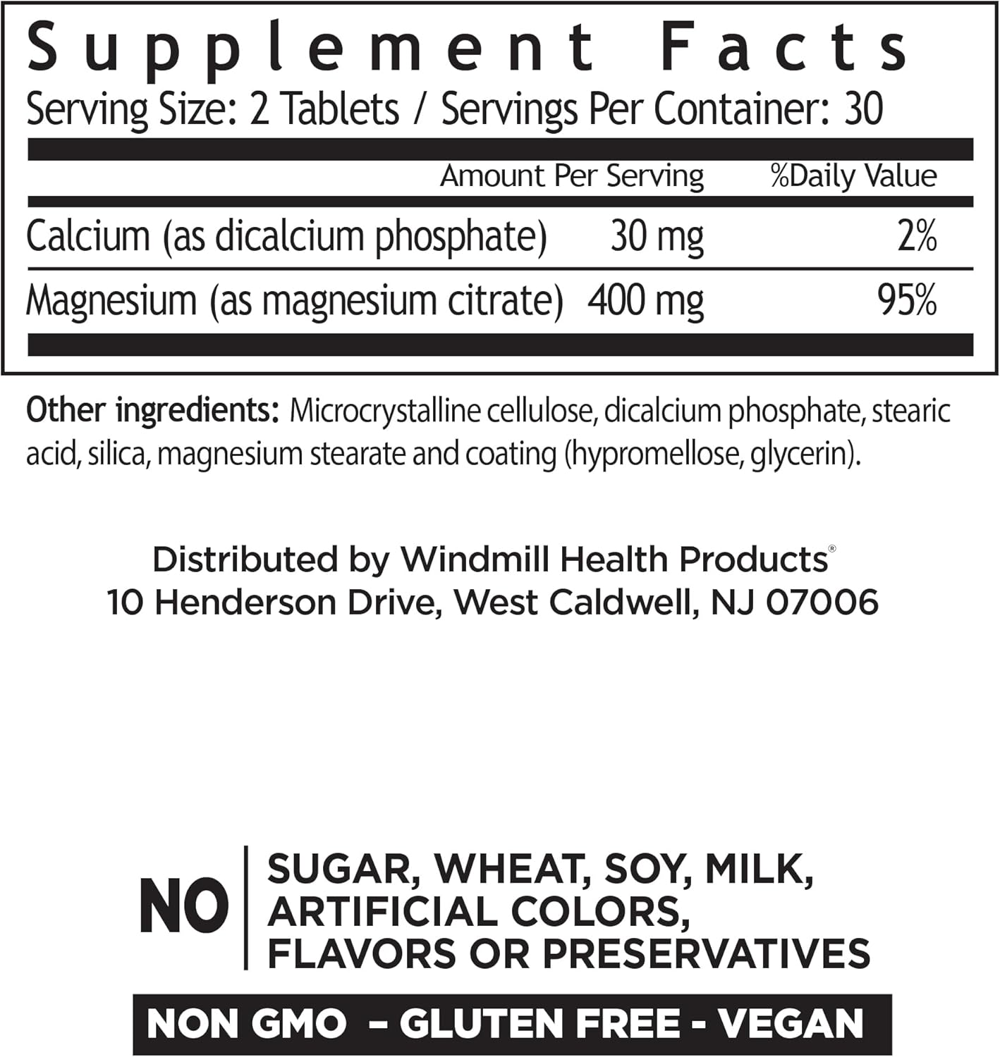 Magnesium Citrate 400mg- 60 tabletas