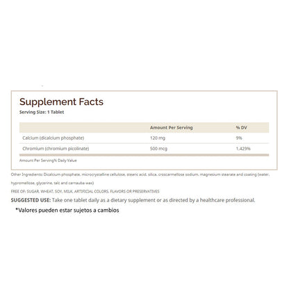 Chromium Picolate 500mcg- 60 tabletas