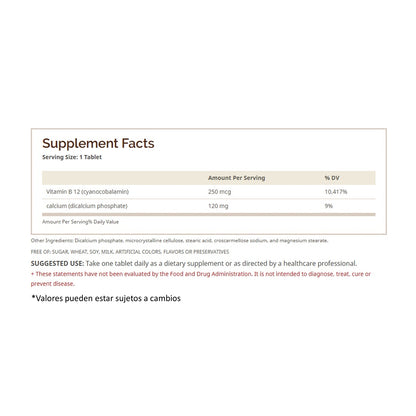 B12 Cyanocobalamin- 100 tabletas